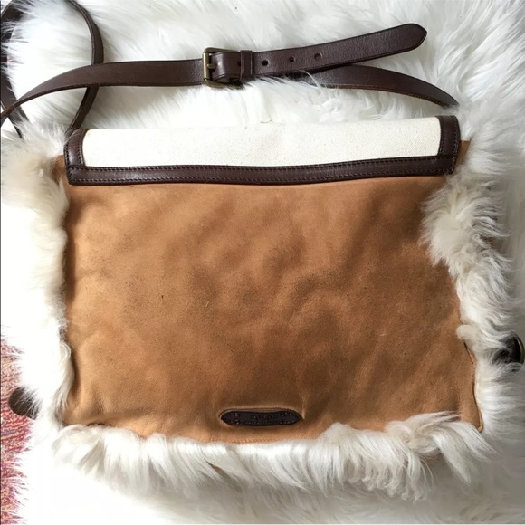 SOLD Ralph Lauren Suede Shearling Cross Body Bag - Picture 7 of 8